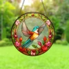 Acrylic Pattern Hummingbird Stained Window Hangings Colorful Flower Suncatchers for Windows, Birds Window Hangings with Chain 3