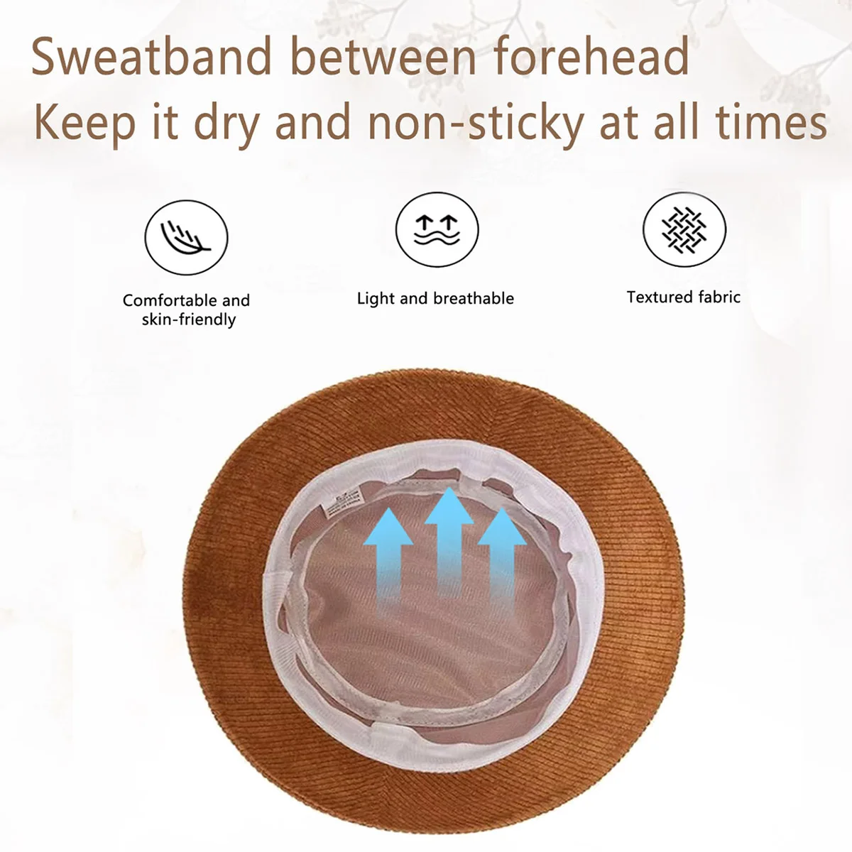 Casual Corduroy Embroidered Fisherman Hat K-Style Trendy Unisex Autumn and Winter Sun Hat Sun Protection Basin Hat Covering Face Sun Hat for Fishing and Mountaineering Hiking