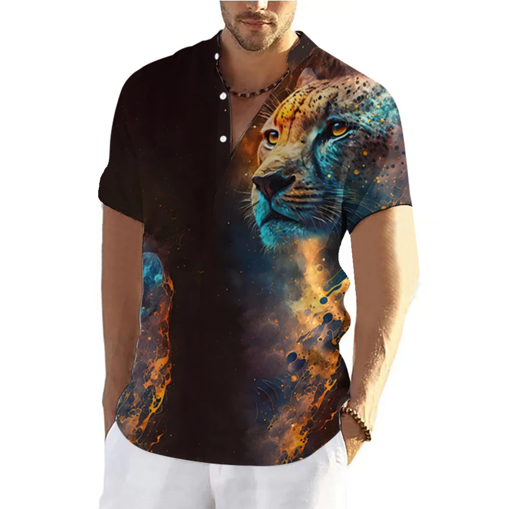 Men Tiger Shirts T-shirts Short Sleeve Tops Animal Graphic Clothing Streetwear V-Neck Pullovers Summer Shirt Tees casual short sleeved shirt short sleeved shirt