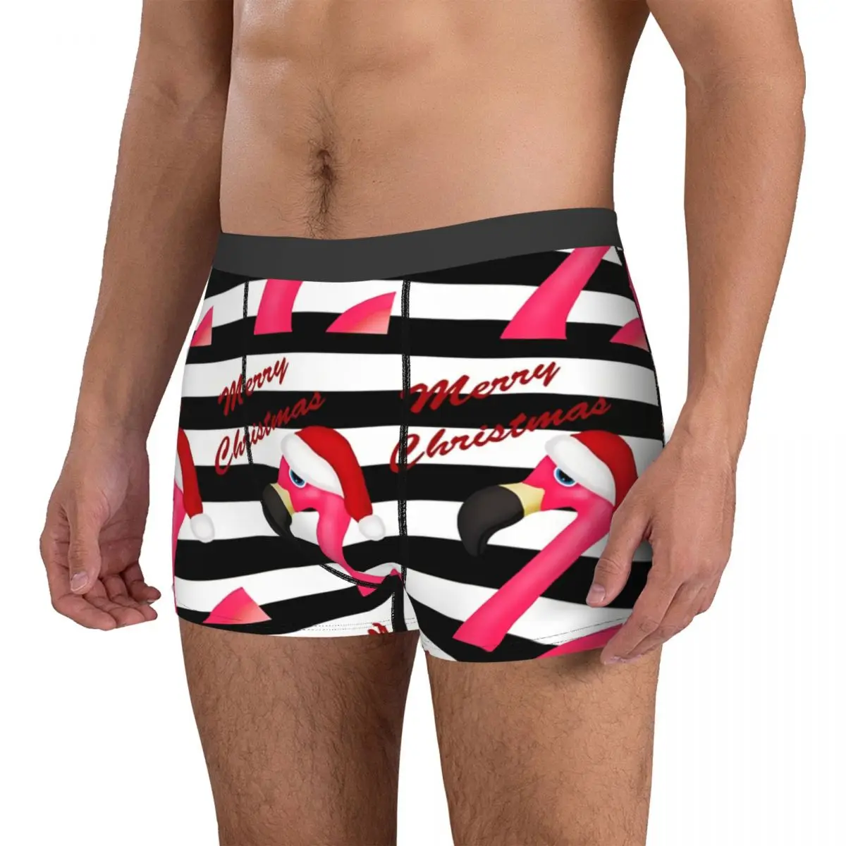 Pink Flamingo Christmas Men Boxer Briefs Highly Breathable Underwear High Quality Print Shorts Birthday Gifts 3