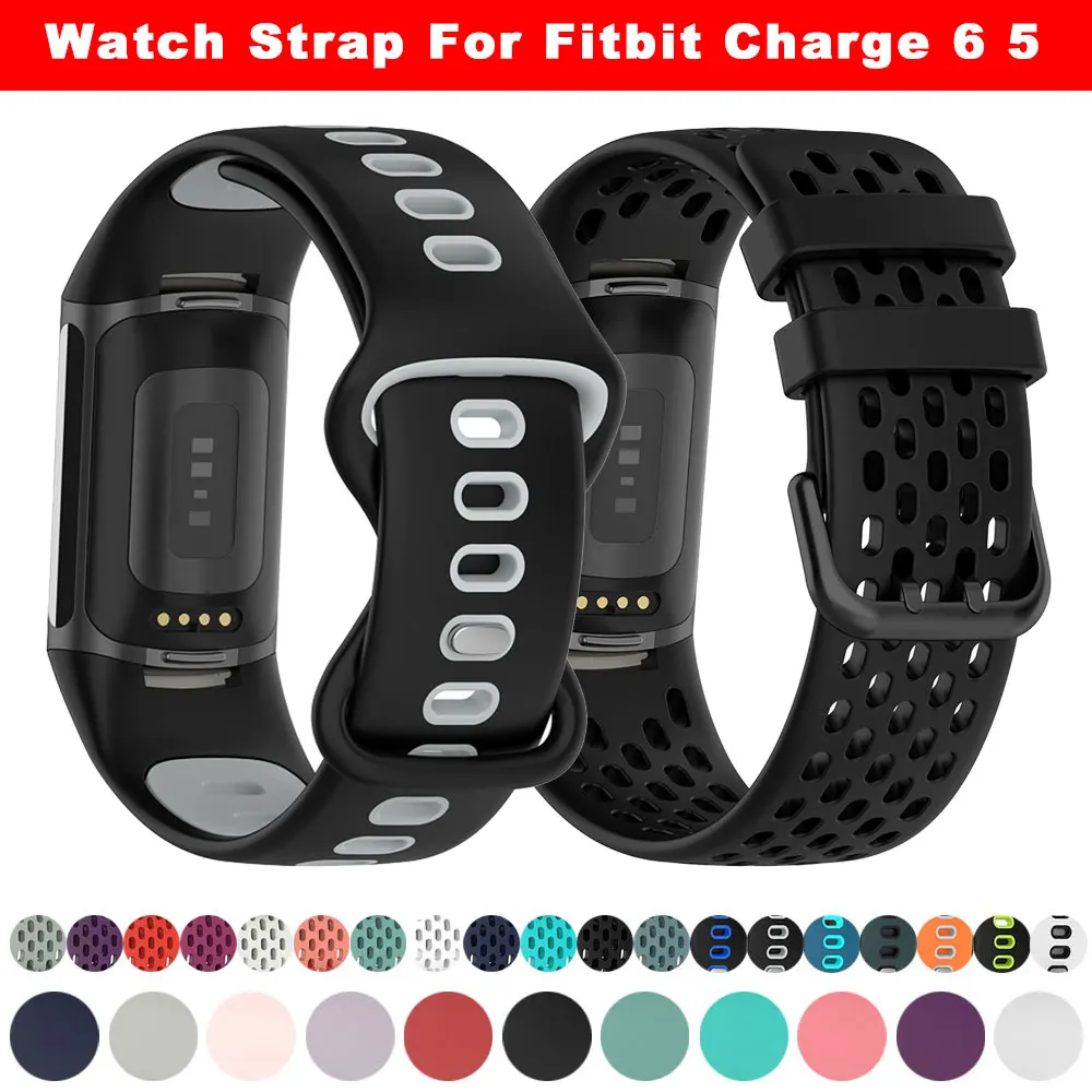 

Watch Strap For Fitbit Charge 6 5 Silicone Wrist Band Bracelet Breathable Smartwatch Fitbit Charge6 / Charge5 Watchband