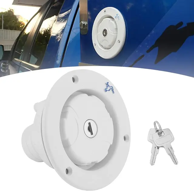Remplacement de bouchon de verrouillage de boîtier d'entrée d'eau douce de RV avec 2 clés accessoires de bouchon de remplissage d'eau de caravane de camping-car pour Fiamma 1