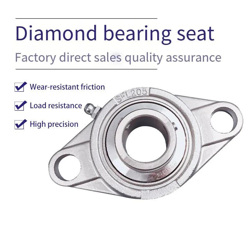 

304 Stainless Steel Outer Spherical Diamond Belt Seat Bearing SUCFL204 205 206 207 208 209 UCFL210 1 Pc