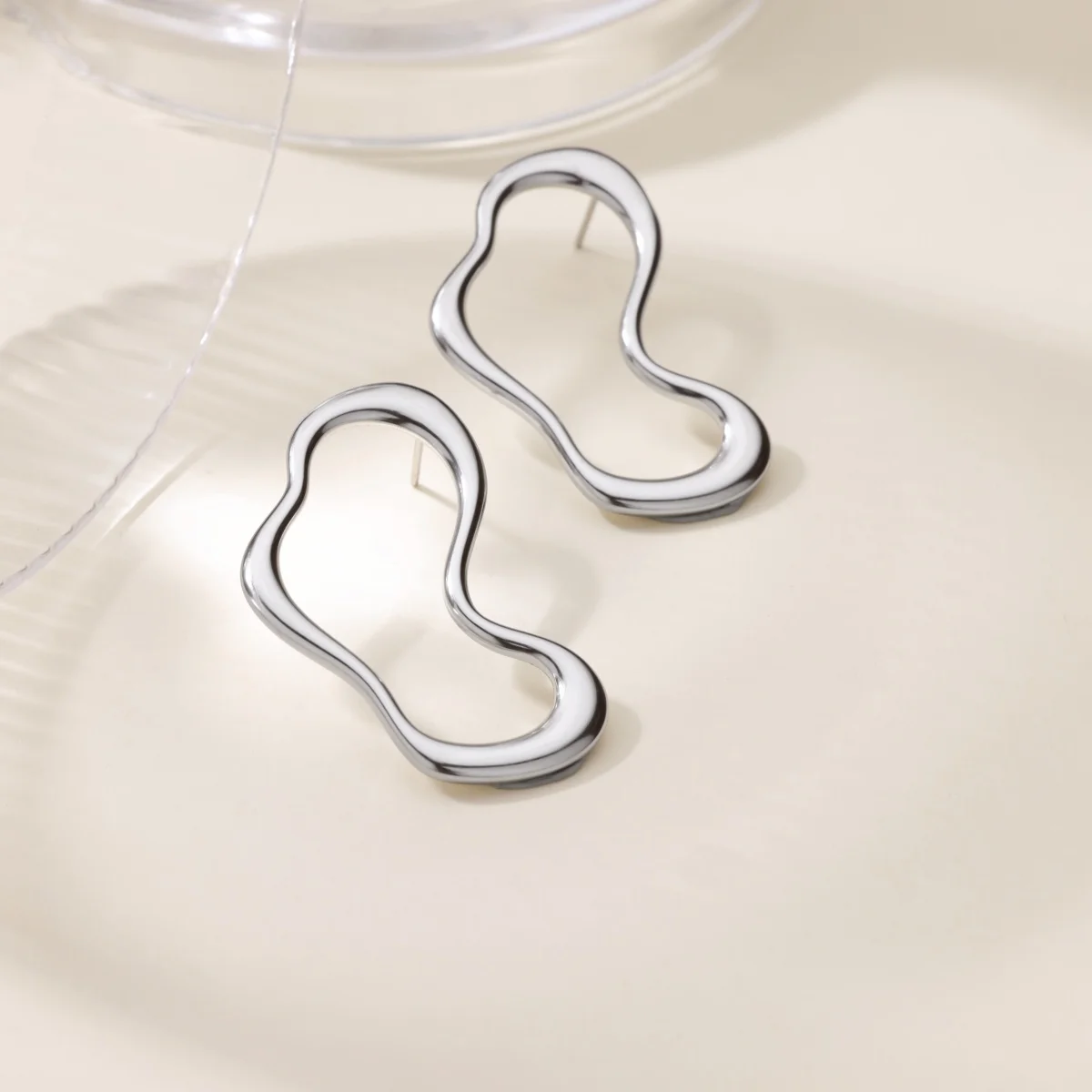 Stainless Steel Hollow Irregular Earrings For Women