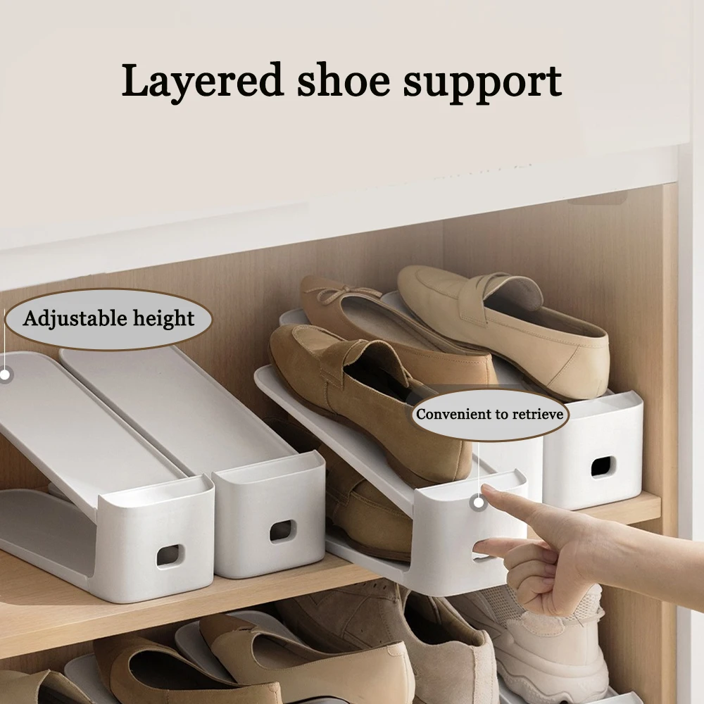 Adjustable Shoe Stacker Shoe Slots Organizer Slots Space Saver Double Deck Rack Holder For Closet Organization