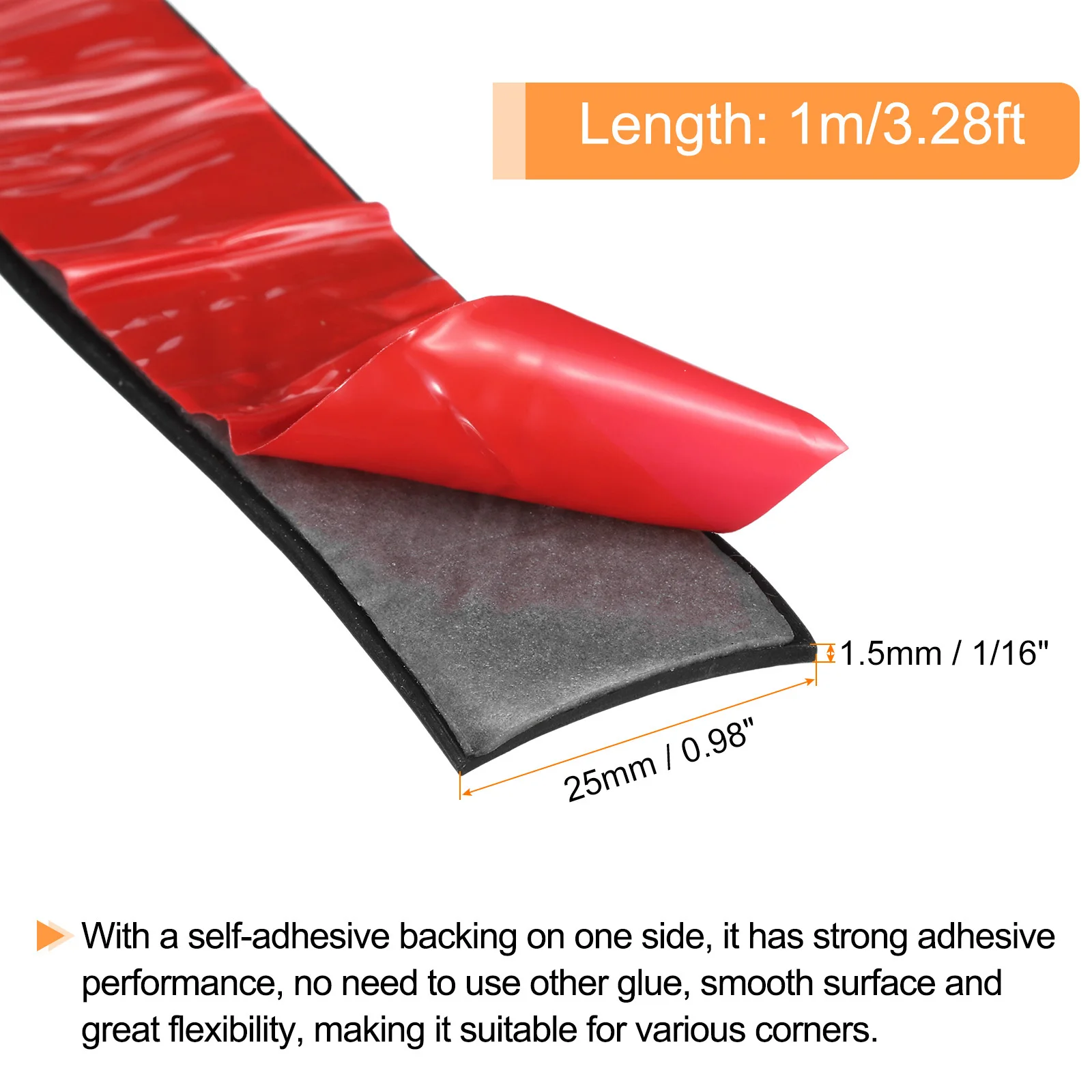 Nastro In Neoprene 25mm X 1.5mm X 3m - Gomma Per Guarnizioni, Antiscivolo, Fai Da Te - Foto 9