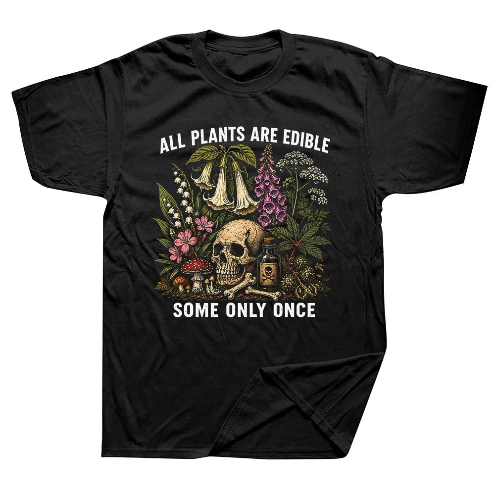 Lustige T-Shirts mit der Aufschrift „Alle Pflanzen sind essbar, einige nur einmal“ für Männer und Frauen, Humor-Streetwear, Kurzarm, Unisex, lockere Kleidung