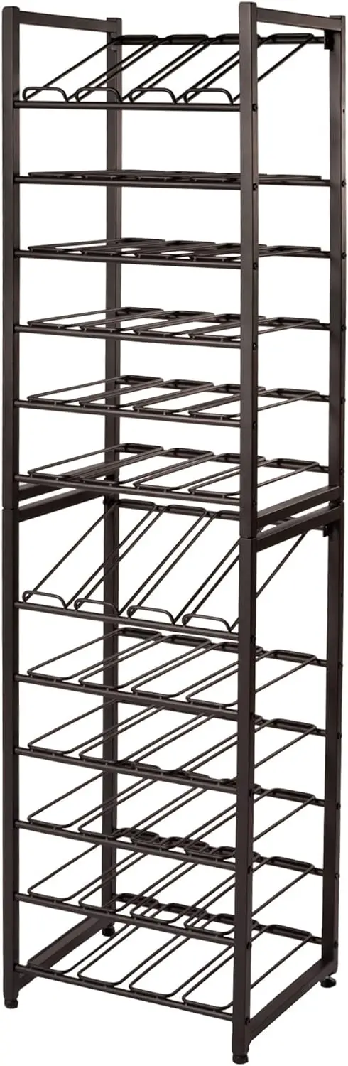 Up to 24 Wine Bottles-Industrial Kitchen Storage Bottle Display Stand-Matte Black Metal Construction 16.5 x 13.5 x 31.6in