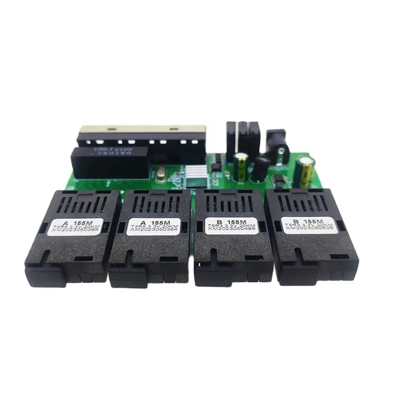 AB97-100M 역방향 POE 고속 이더넷 광섬유 스위치 4F4E 출력 12V 광 미디어 컨버터 이더넷 SC PCBA 플라카 메트로 보드