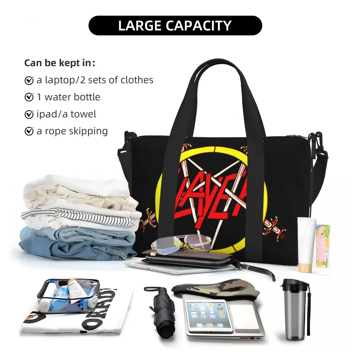 S-slayers Tote Bag Women Large Capacity Heavy Metal Rock Gym Beach Shoulder Travel Bag