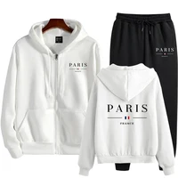 Neutral Clothing Casual Printing Outerwear Sweatpants Sets Zipper Hooded Sweatshirt Suit Sports Coat  Autumn Winter Tracksuit