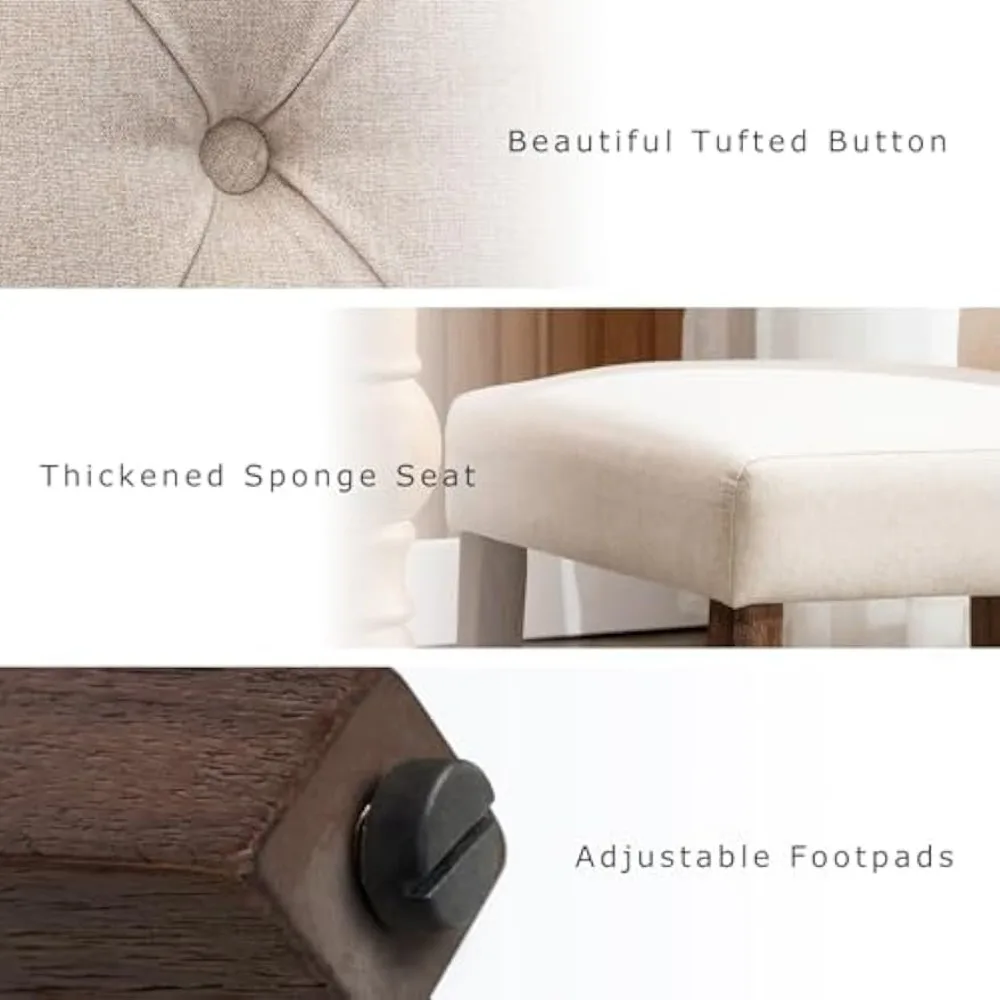 7-Piece Dining Table Set for 6, 60" Rectangular Wooden Kitchen Table with 6 Tufted Dining Room Chairs, Brown/Beige 6