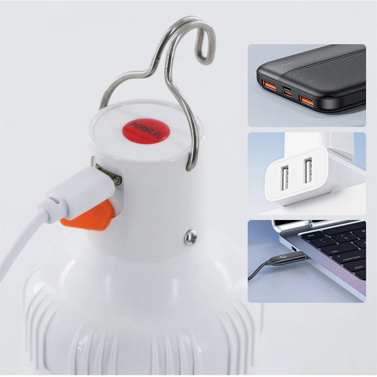 Outdoor LED Bulb Camping Lights USB Rechargeable Lamp Emergency Tent Market Hook Up Portable Lantern Bulb Battery BBQ Camping