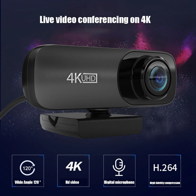 Webcam 4K Uhd 3840X2160P Webcam 800W Pixels Computer Camera 120&deg; Groothoek Web Camera Met Microfoon pc webcam pc web camera computer camera
