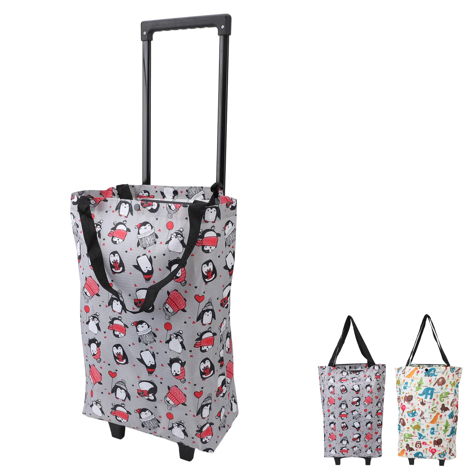 Foldable Shopping Cart for Groceries with Wheels 360 Degree Rolling Swivel Grocery Cart Oxford Fabric Rolling  Handtruck 3