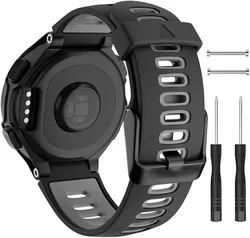 Premium Silicone Watch Band with Metal Buckle for Activity Trackers and Sports Watches (Black Buckle)