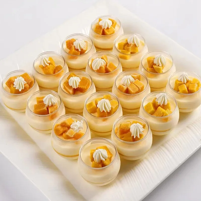 20PCS Transparent Dessert Cups Mousse Dessert Cups Party Birthday Wedding Restaurant Candy Snacks Jelly Christmas New Year plastic dessert cups dessert cups