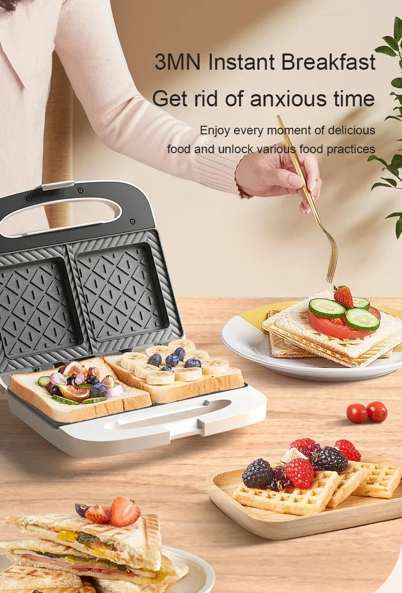 Description Picture 5 of itemElectric Sandwich Maker Breakfast Baking Machine Egg Omelette Cooker Grill Pan Double-side Bread Pressure Toaster Ligh Food Oven
