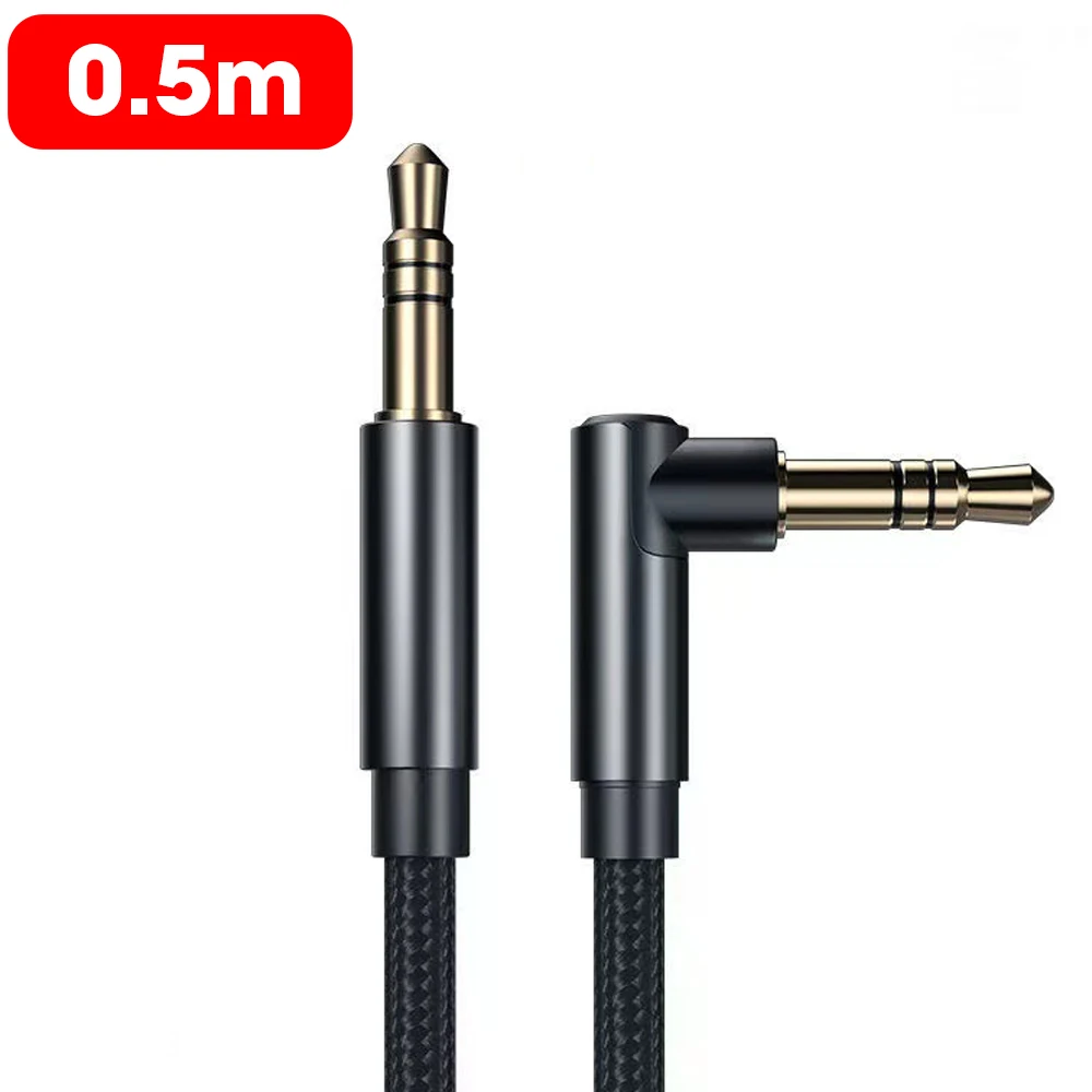 Premium 3.5mm Right Angle Silver-Plated Auxiliary Audio Cable