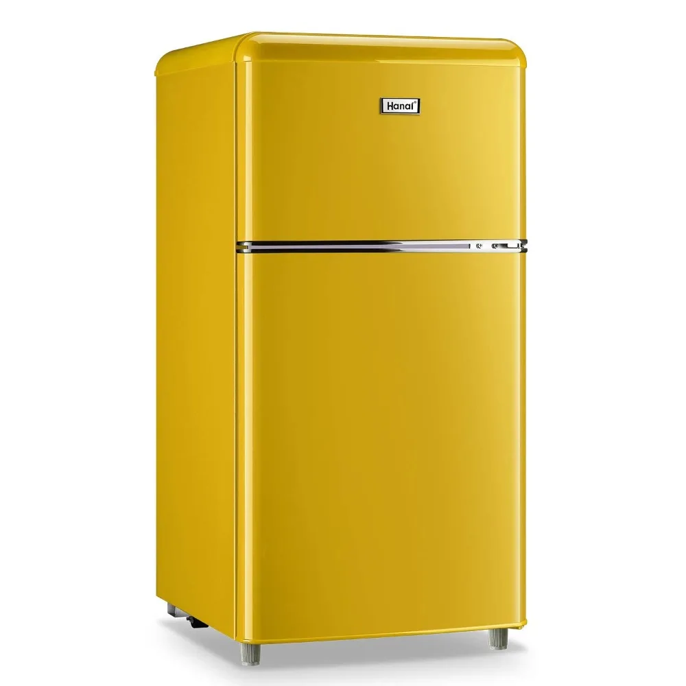 New 3.5 Cu.Ft Classic Retro Compact Refrigerator, 2 Door Mini Refrigerator with Adjustable Remove Glass Shelves
