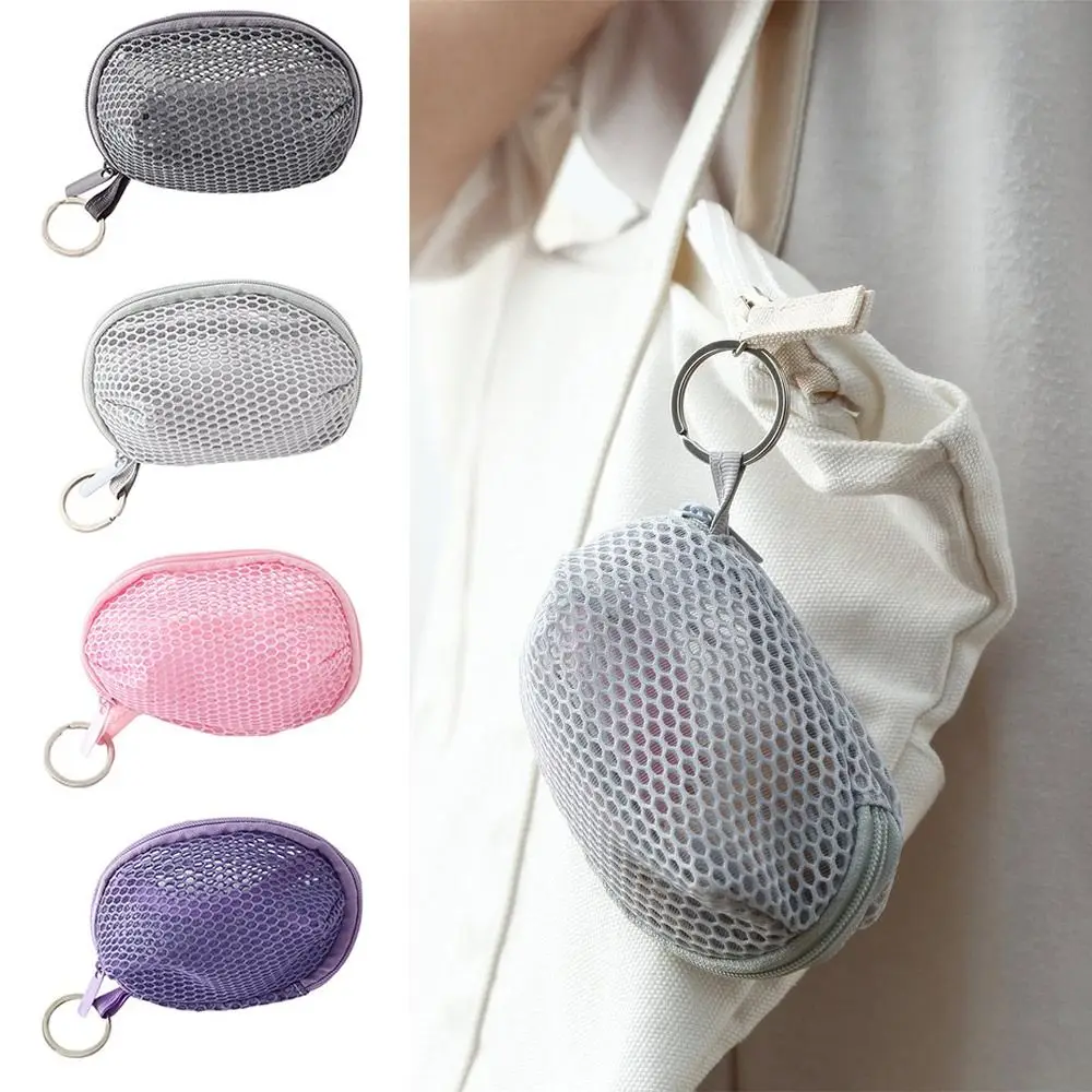 Portable Multicolor Data Cable Storage Bag Multipurpose Zipper Closed Mesh Makeup Bag Bluetooth Earphone 3D Coin Purse Unisex