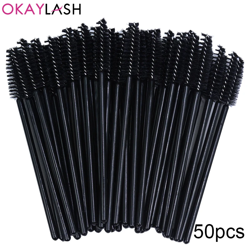 50pcs Disposable Crystal Glitter Mascara Brush Wands for Eyelash & Makeup Application