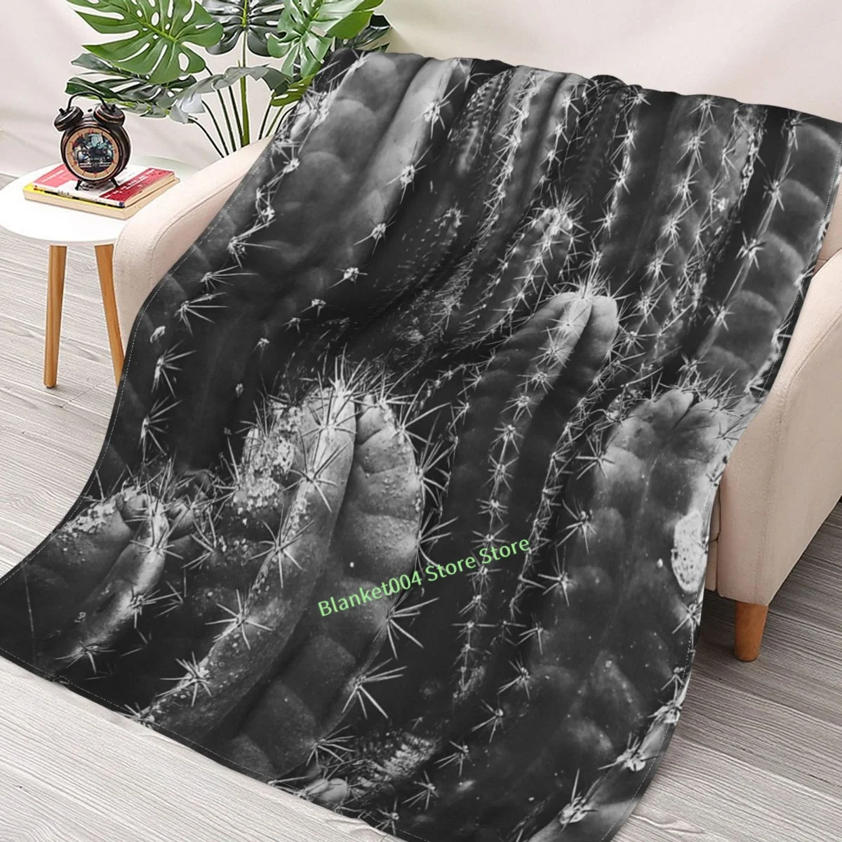 

Cactus Black & White Photography Throw Blanket 3D printed sofa bedroom decorative blanket children adult Christmas gift