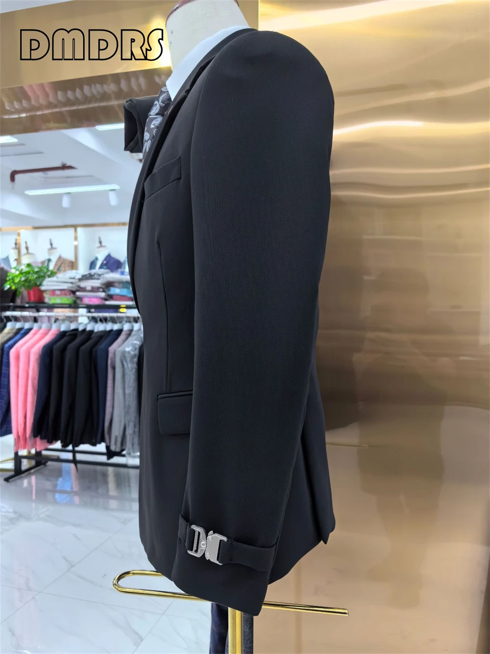 Asymmetric Solid Men's Suit Set 2 Pieces Including Blazer and Pants Formal Suits For Men Plus Size Fashion Tuxedo