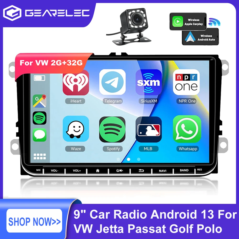 Radio con GPS para coche, reproductor con Android 13, 9 pulgadas, WiFi, BT, WiFi, pantalla dividida, Unidad Principal FM, para VW Passat 6, 7 CC, Polo, GOLF 5, 6, Touran, T5 1