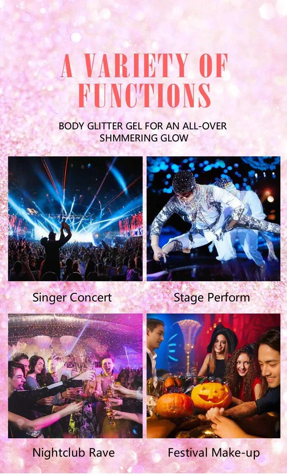 Description Picture 6 of itemDiamond Highlighter Rolling Ball Glitter Gel Smooth Body Face Brighten Jelly Sparkling Shimmer Sequins Party Concert Makup Tool