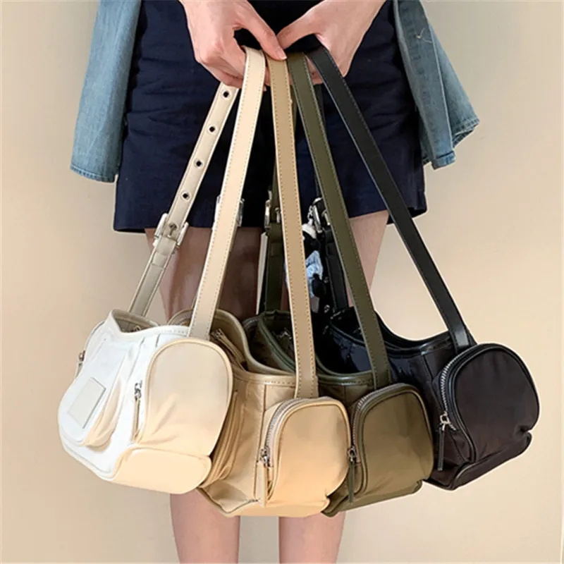 Casual Nylon Chest Hobo Crossbody Bag for Women 2024 Waist Half Moon Belt Bag Fanny Pack Shoulder Bags Tote Travel Shopper Bag