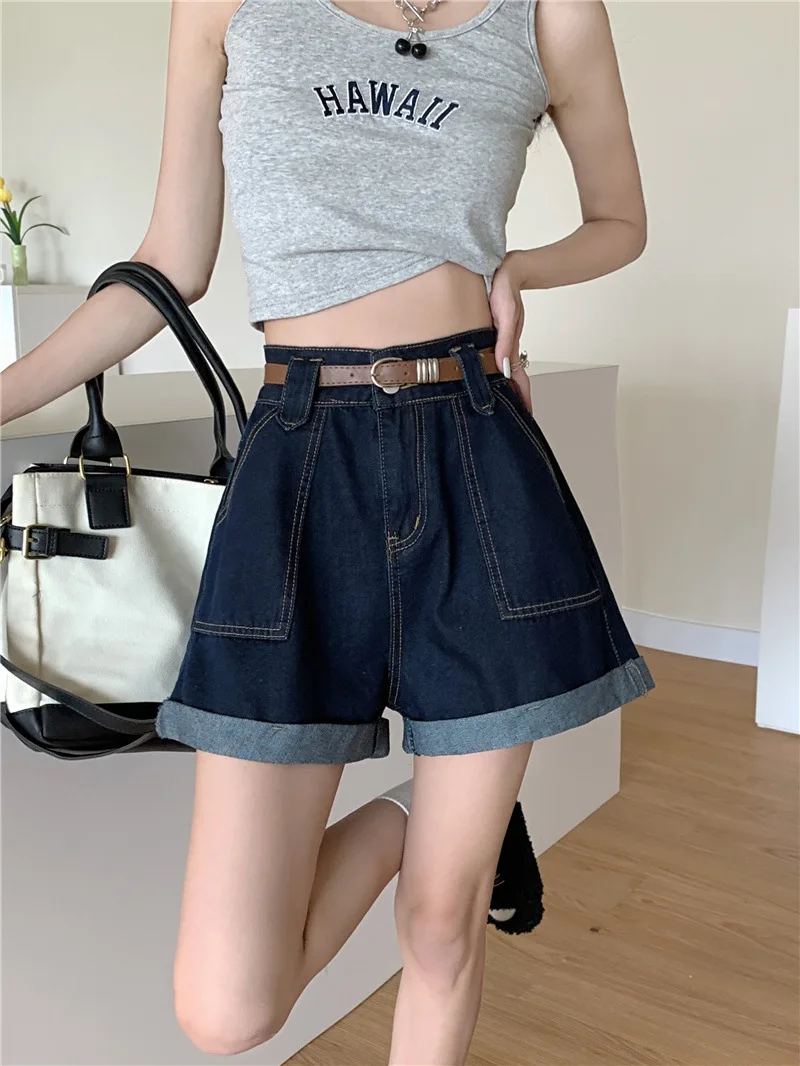 Loose Shorts for Women, High Waisted, Wide Leg, Rarf, New, Plus Size, Swimsuit, Crimping Short Jeans, Skirt Pants