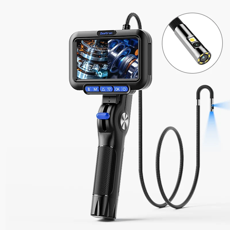 5인치 스크린 양방향 관절형 내시경 단일/이중 렌즈 2방향 360도 °   슬라이드 로드 스티어링 회전 카메라 검사 내시경