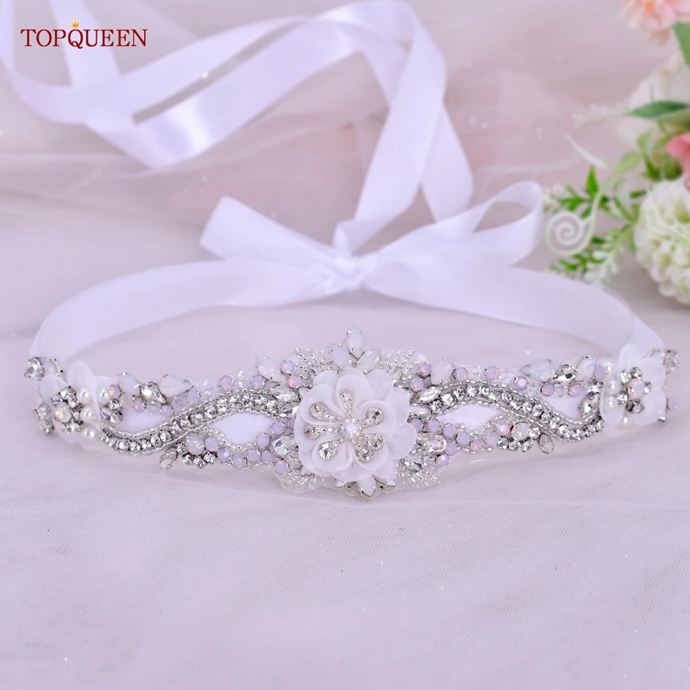 

TOPQUEEN S73 Handmade Rhinestone Beaded Bridal Belttrendy Women Jewelry 2022 Accessories for Woman Belt Flowers Handmade Dress
