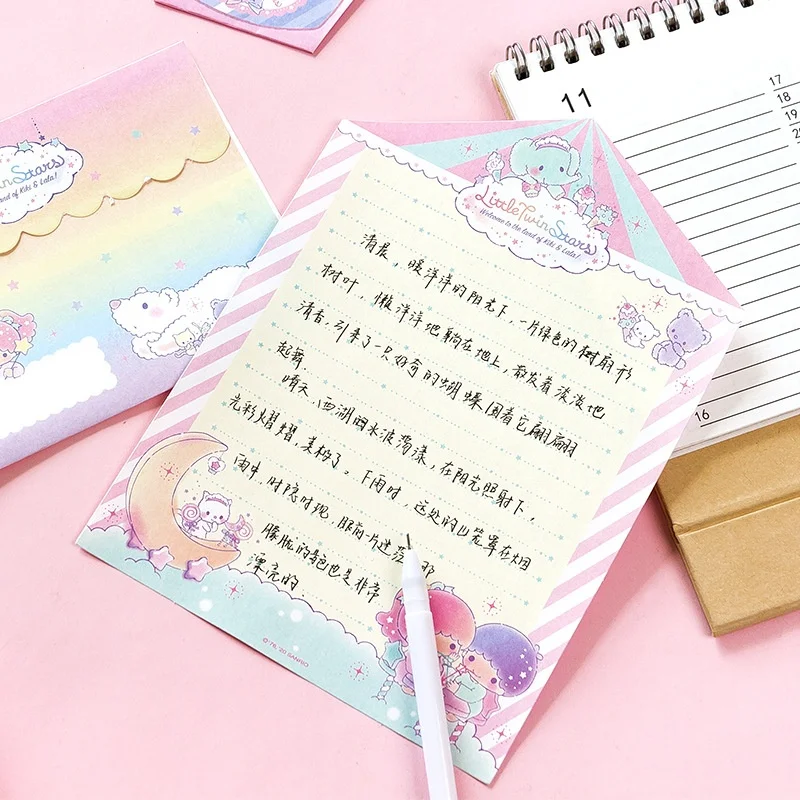 Kawaii Sanrio Kitty Melody LittleTwinStars Envelope Set Cute Festival Message Greeting Card Memo Pad School Supplies Kids Gift