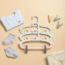 

Scalable Children's Hanger Baby Storage Rack Retractable Strap Pant Clip Small Hanger Support Balcony Drying Accessories Suit