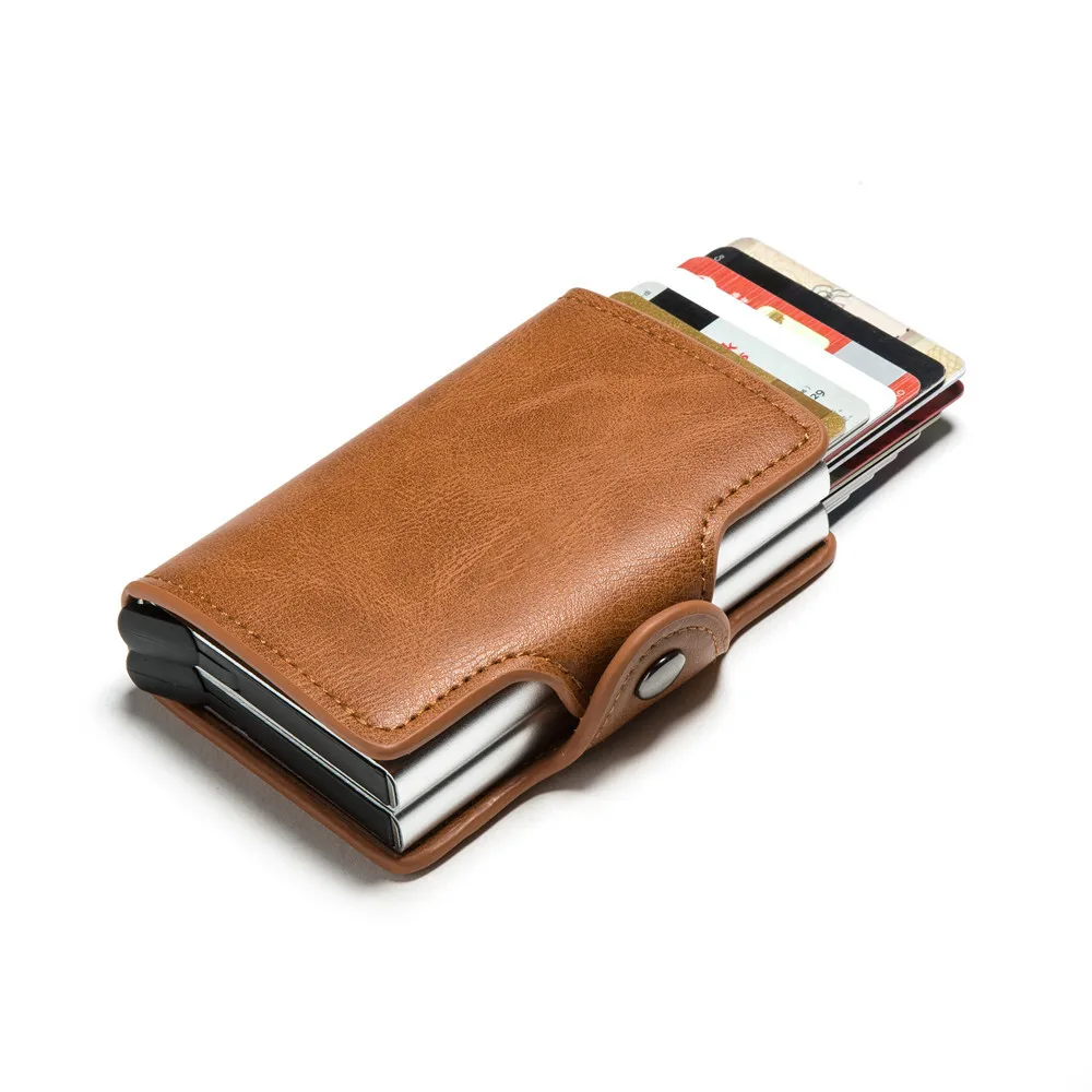 Wallet Card Holder Credit Card Holder DIENQI-Carbon Fiber Anti Rfid Credit Card Holder Double Cardholder Case Wallet Metal Business Bank Creditcard Minimalist Wallet