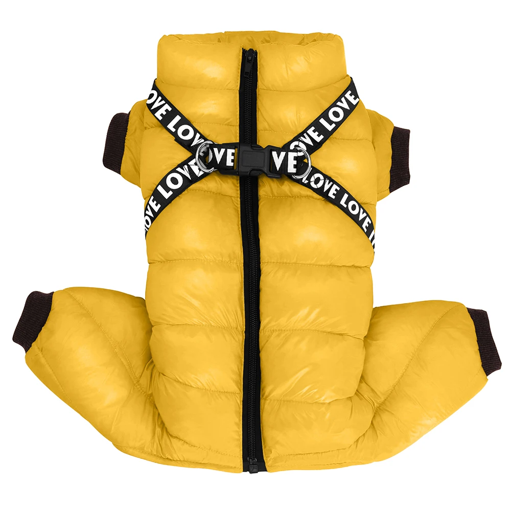 Winter Hund Kleidung Super Warm Haustier Hund Jacke Mantel Mit Harness Wasserdichte Welpen Kleidung Hoodies Für Kleine Mittelgroße Hunde Outfit – Detail 11