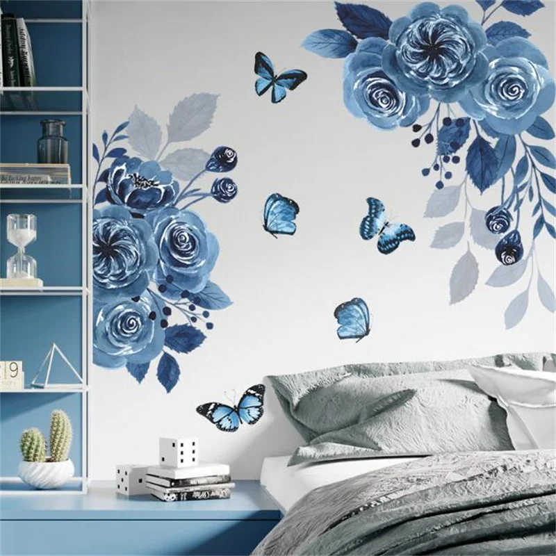 1Pcs Peony Flowers Rich Flower Group Wall Stickers For LivingRoom Sofa Self-Adhesive Painting Home Decoration Wall Decal 30*90CM
