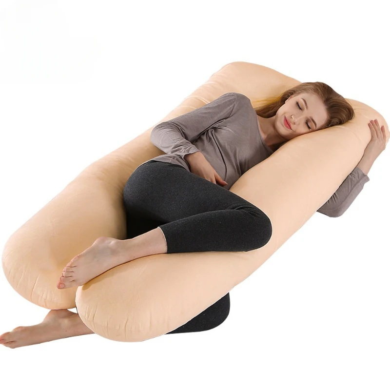 Pregnancy Pillow Pregnant Women's Pillow Soft Comfortable Crystal Velvet Double Color Belly Waist Leg Full Body U-Shaped Cushion Full Body Pillow