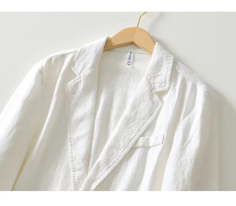 man's Coat 2026 New Casual Suit single-layer Jacket Solid Color Cotton Linen Solid Color Button Pocket Long Sleeve Clothing