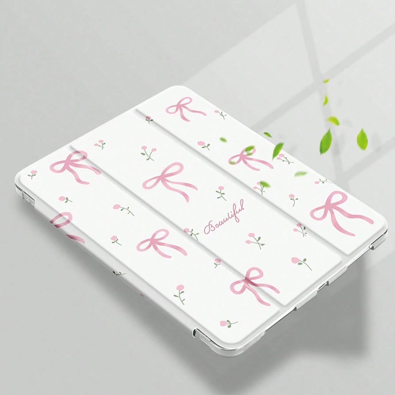 Elegant Pink Floral Bow Tablet Case