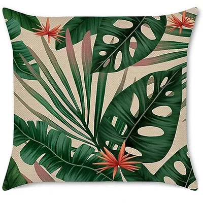 

Tropical Leaves Throw Pillow Case 40x40cm Green Palm Leaf Plant Pillow Case Linen Cushion Cover Sofa Patio Decoration