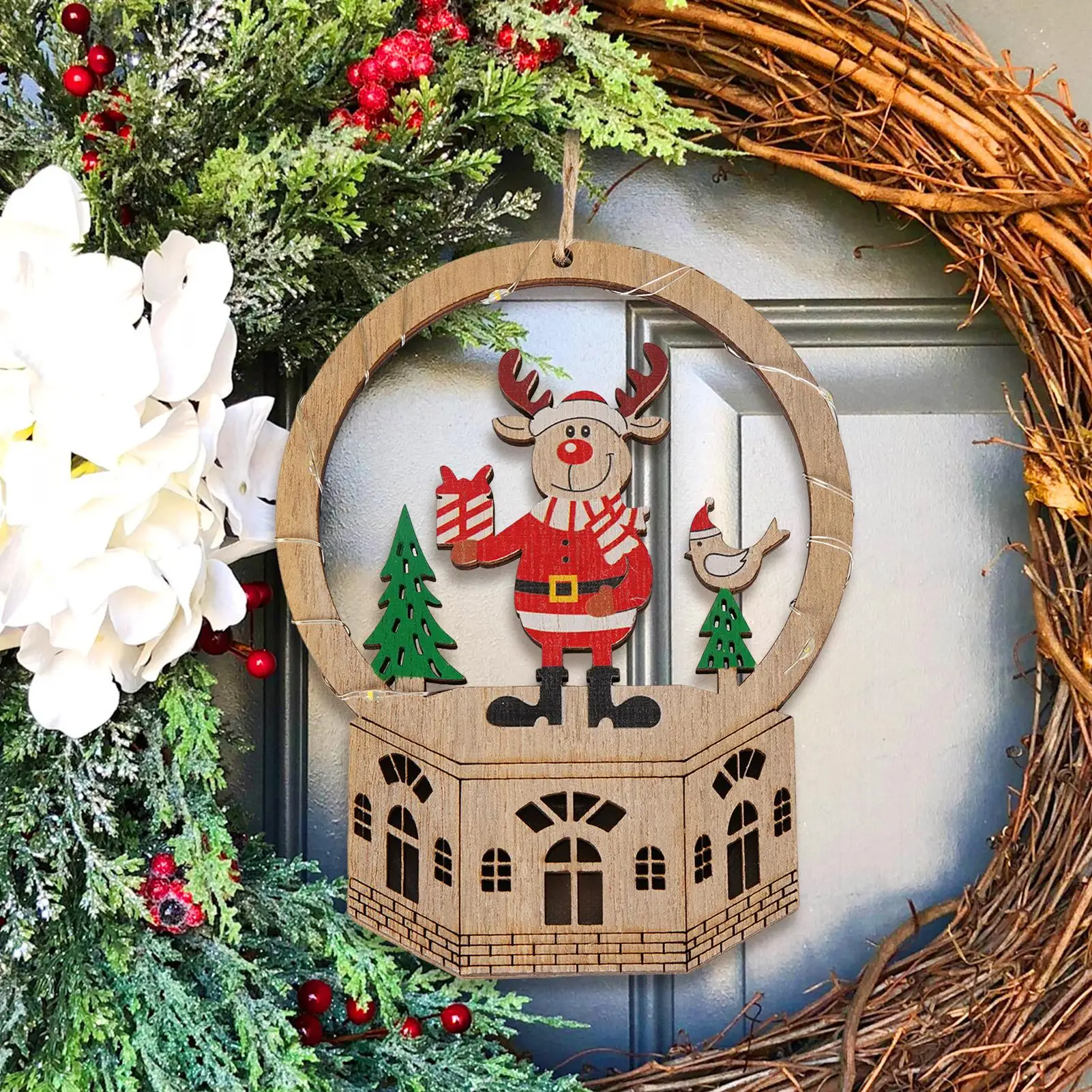 Wooden Christmas Ornaments Seasonal Decoration With LED Light Holiday Table Centerpiece For Home Decorators Festival Planners