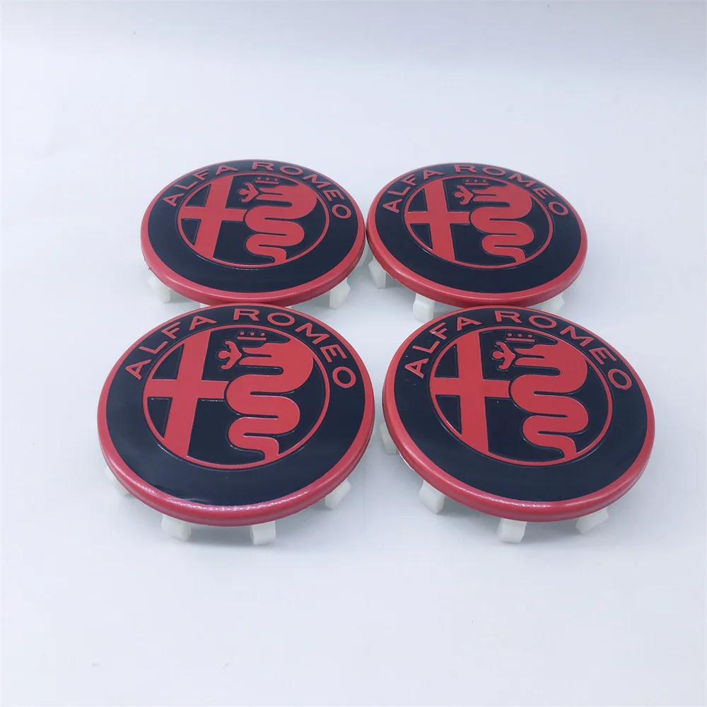 Set of 4 Wheel Center Cap Badges - 60mm 10-Pin Rim Hub Covers with Emblem Design