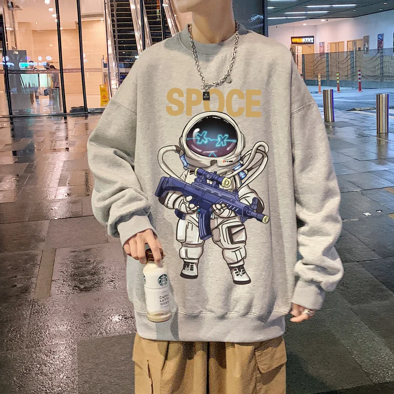 Anime Space Astronaut Graphic Crewneck Sweatshirts Hombre Autumn