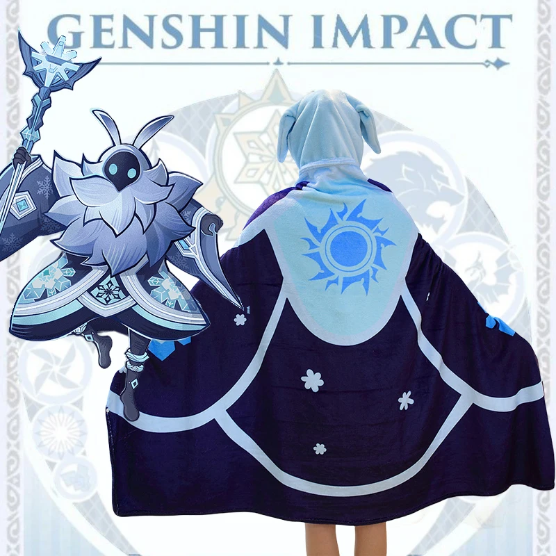 

Genshin Impact Anime Blanket Gown Shawl Klee Zhongli Nightrobe Women Flannel Genshin Blanket Plaid Adult Comfy Bathrobe Homewear