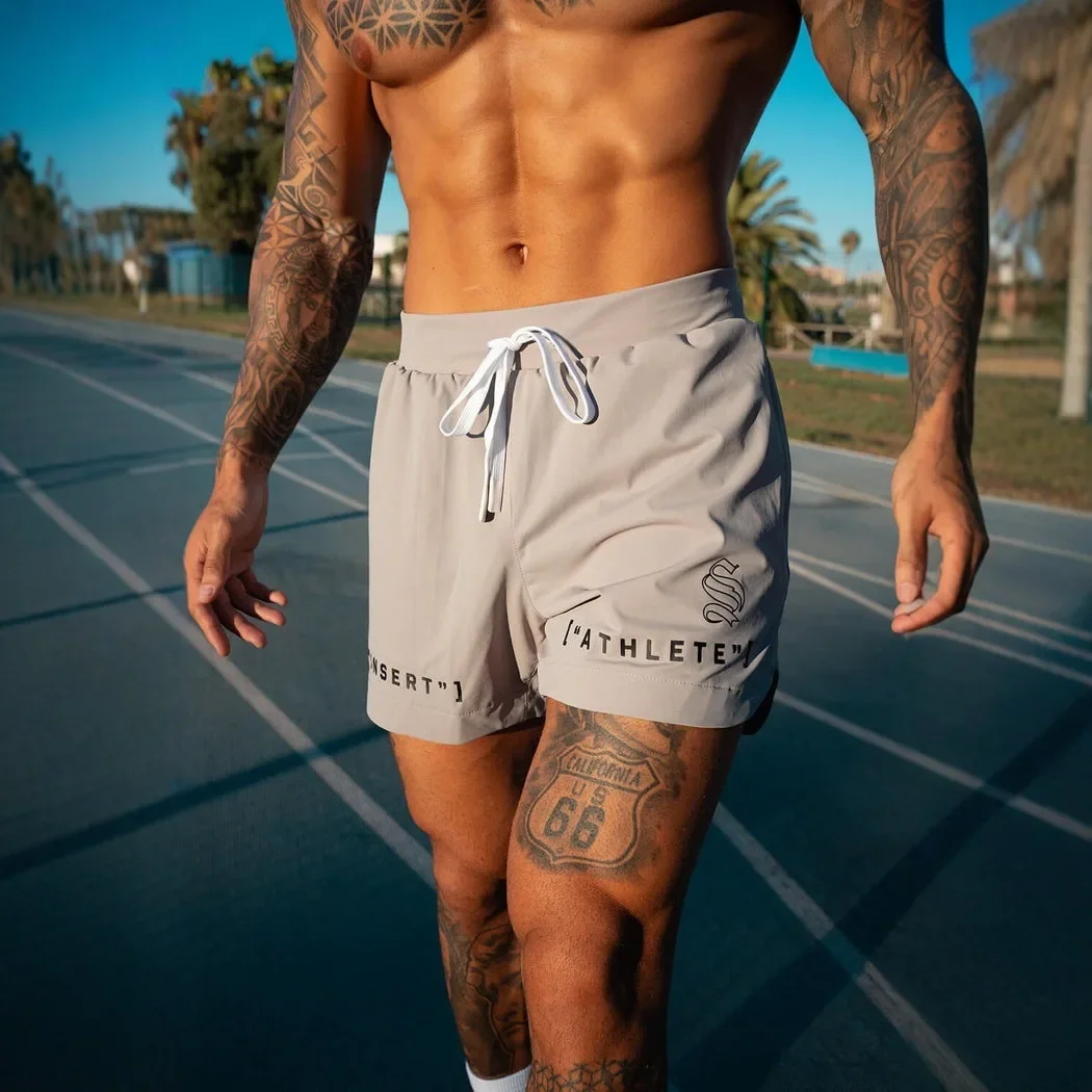 American Style Men's Fitness Short Pants Quick Dry Breathable Elastic Running Gym Leisure Basketball Shorts
