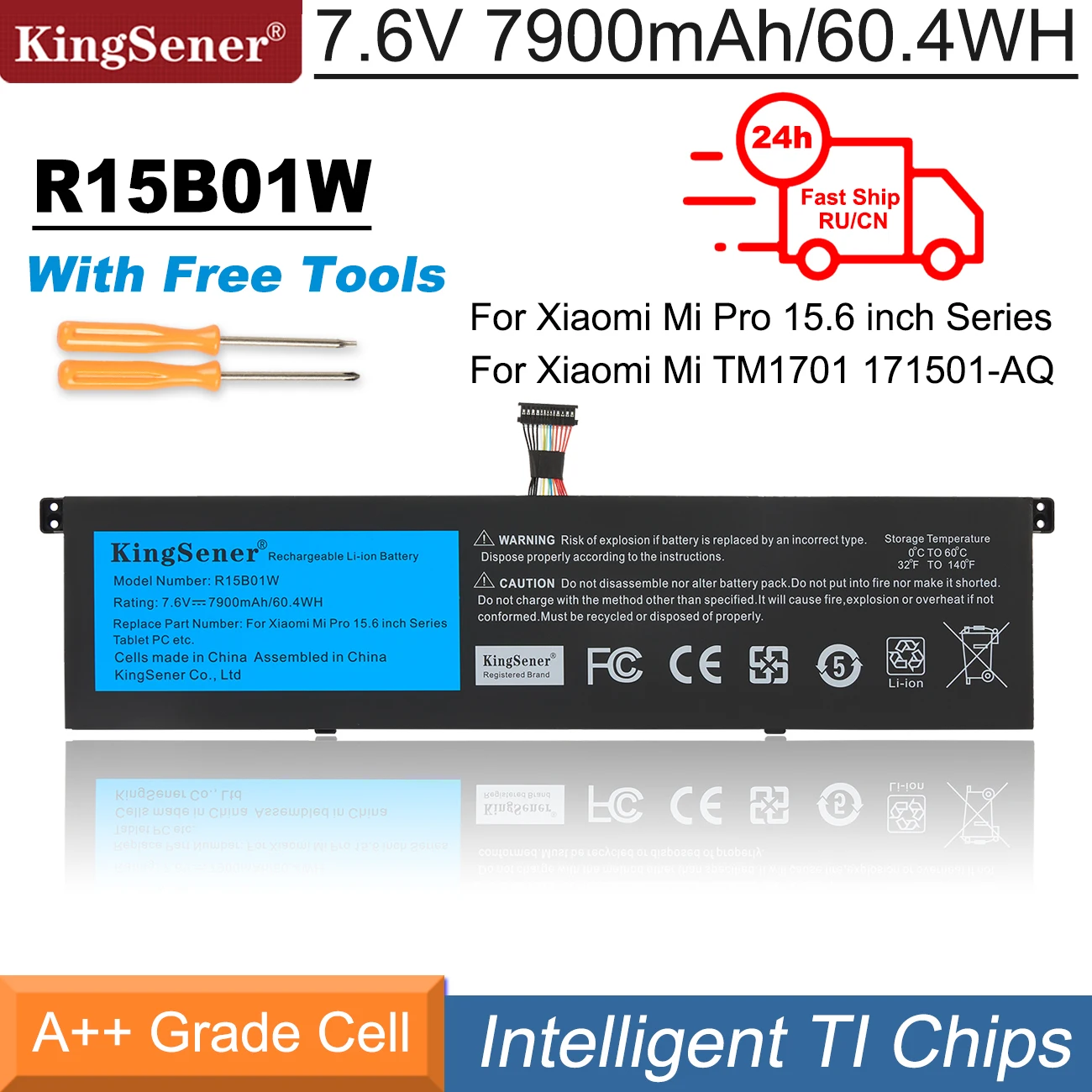 Kingsener-bateria do Portátil para Xiaomi Pro R15b01w 15.6 Gtx Série Tm1701 Notebook 7.6v 7900mah 60 wh Novo