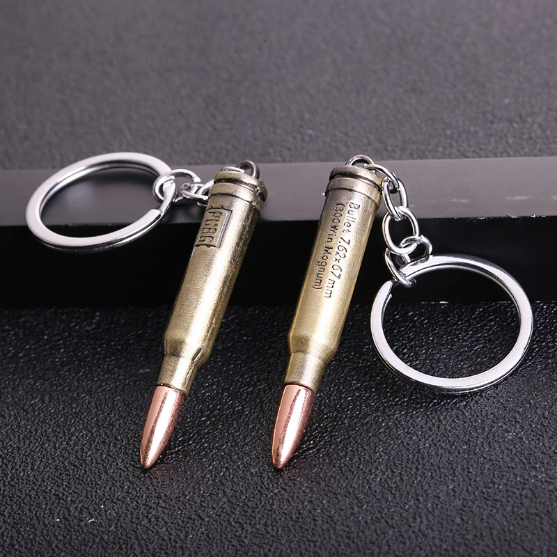 Alloy Key Chain New Counter Strike Guns Bullet Revolver Keychain Car Keyring Jewelry Men Gift 64Mm
